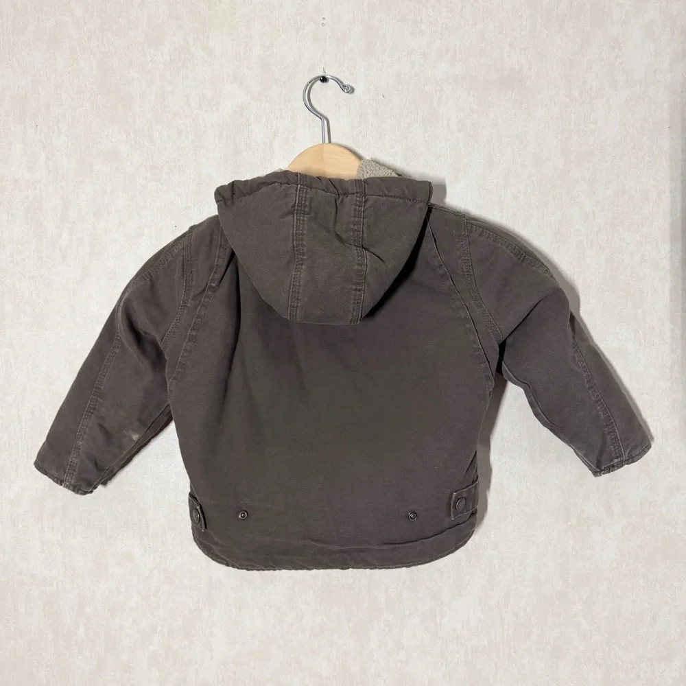 Berne Kids Boys Softstone Sherpa-Lined Hooded Coat-Bark Jacket Full Zip Brown 3T